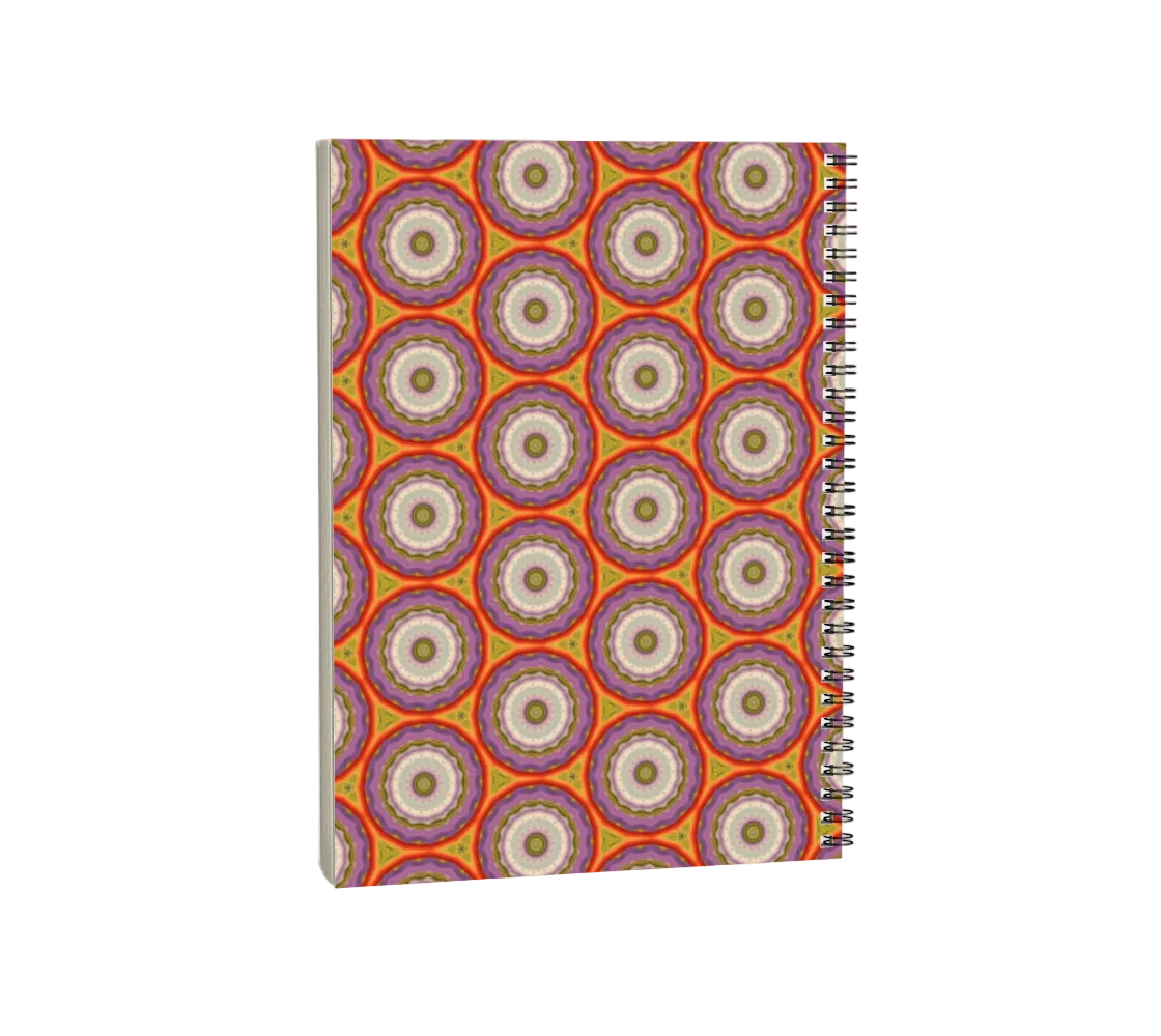 Notebook with a colorful geometric pattern on a white background