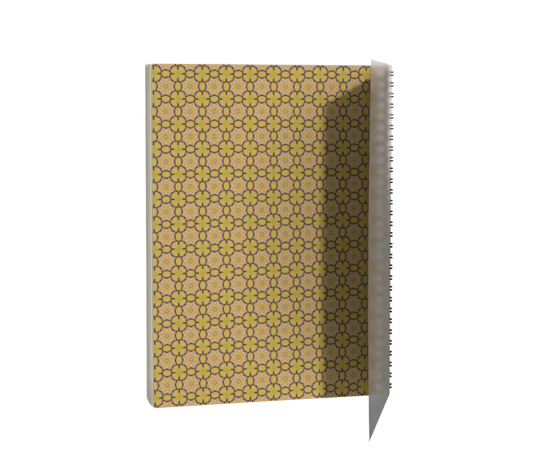 Notebook with a geometric pattern on a white background