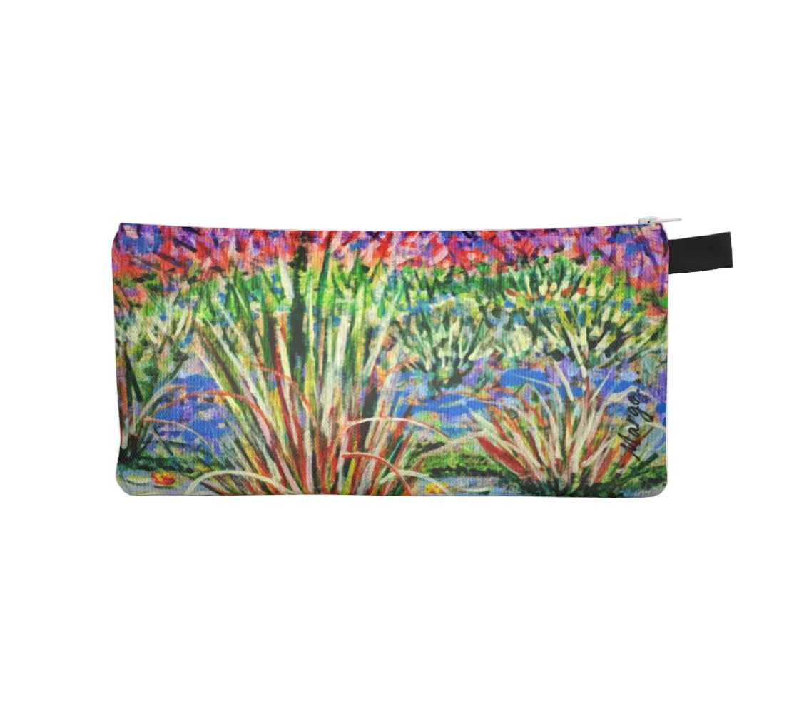 Pouch with a colorful plant design on a white background