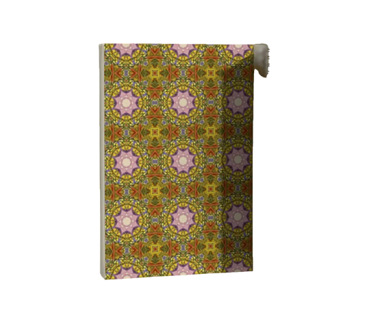 Notebook with a colorful geometric pattern on a white background