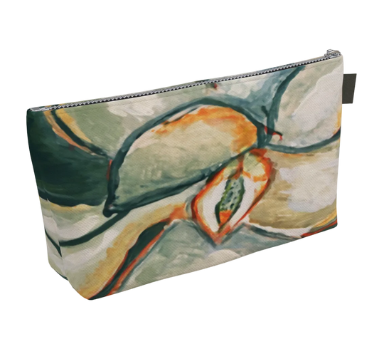 Pouch with artistic design on a white background