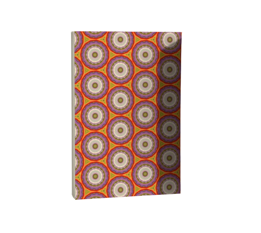 Notebook with a colorful geometric pattern on a white background