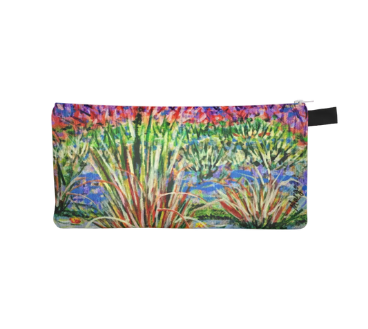 Pouch with a colorful plant design on a white background