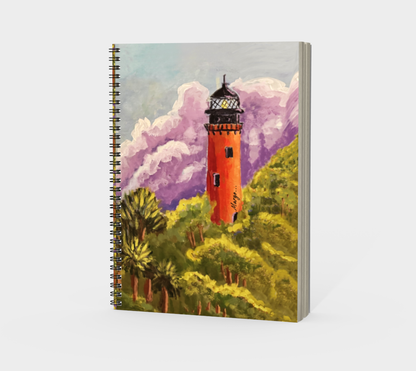 Jupiter Lighthouse: Lavender Skies with Emerald Views | Notebook - Pattern Two
