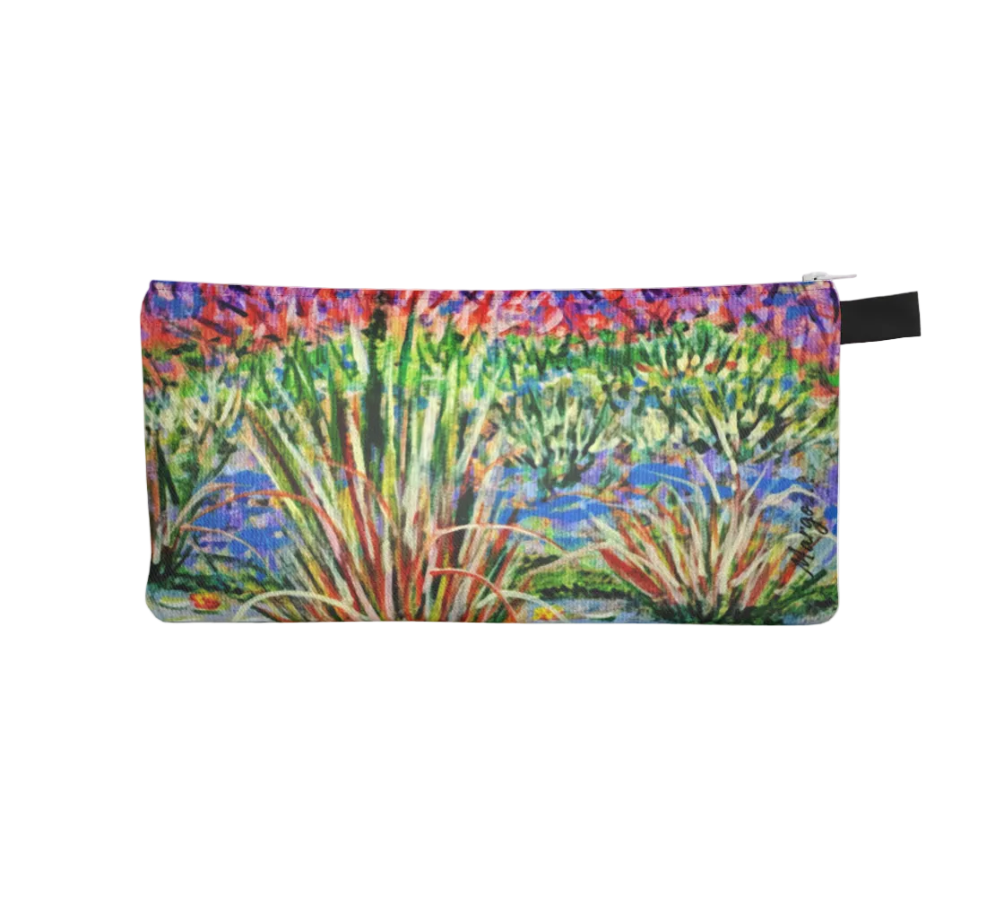 Pouch with a colorful plant design on a white background