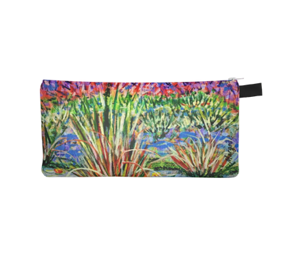 Pouch with a colorful plant design on a white background